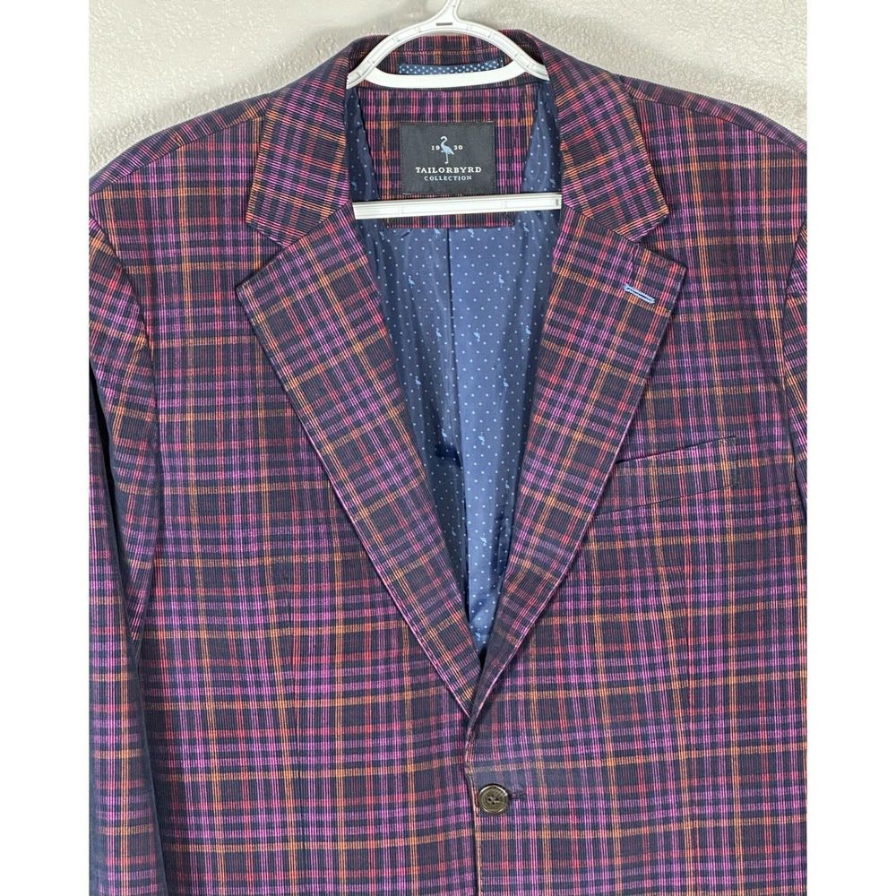 Tailorbyrd Purple Orange Navy 100% Cotton Corduroy Blazer Lined Size Mens 42L - Picture 2 of 10